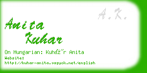 anita kuhar business card